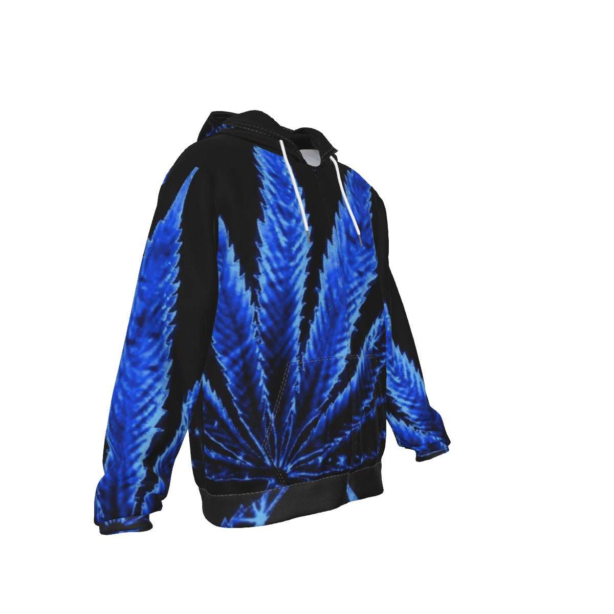 blue weed leaf hoodie