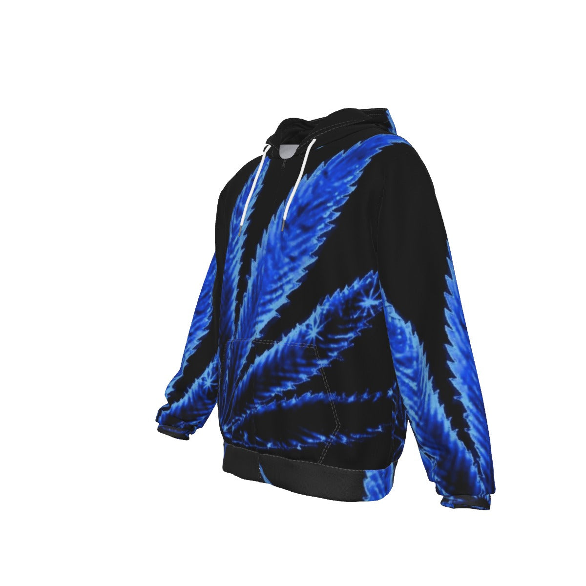 blue weed leaf hoodie