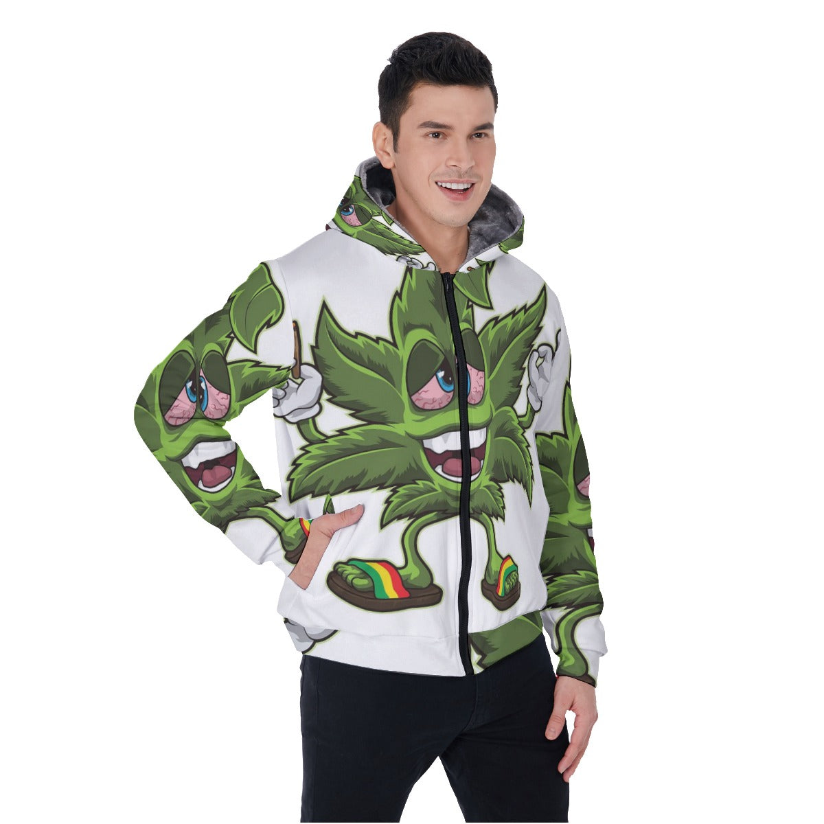 stoned Men's Sherpa Fleece Zip Up Hoodie