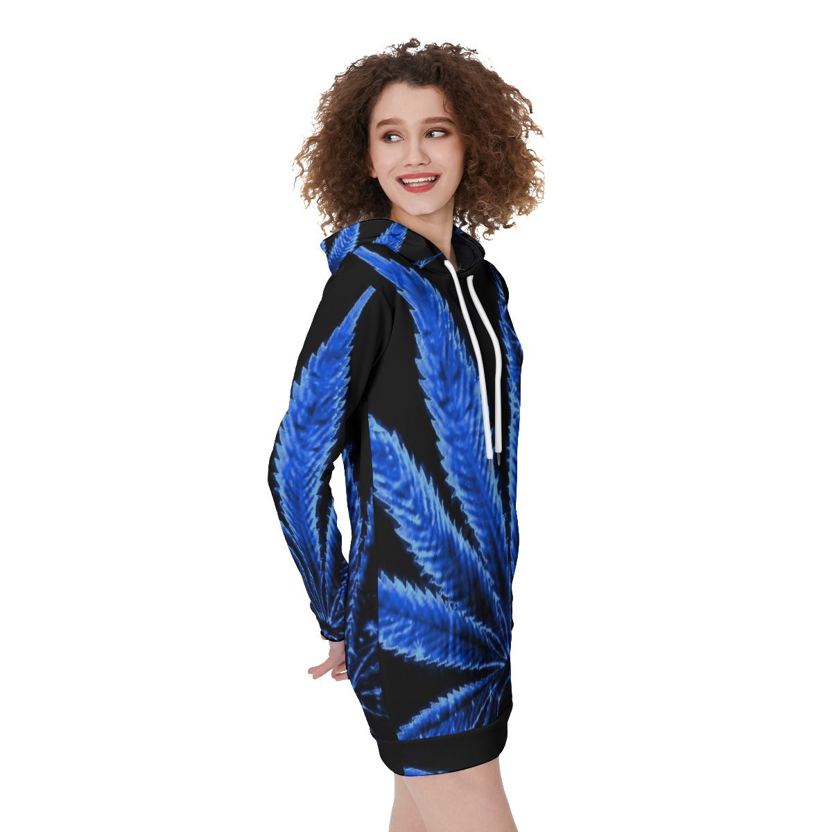 blue leaf  Women's Long Hoodie