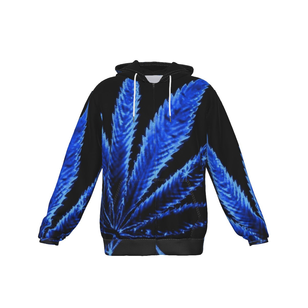 blue weed leaf hoodie