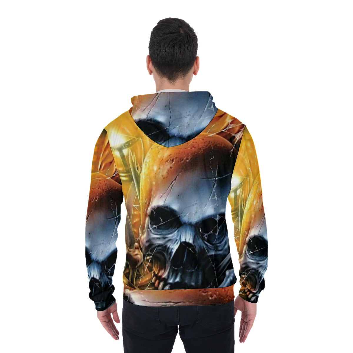 skull Zip Up Hoodie With Pocket