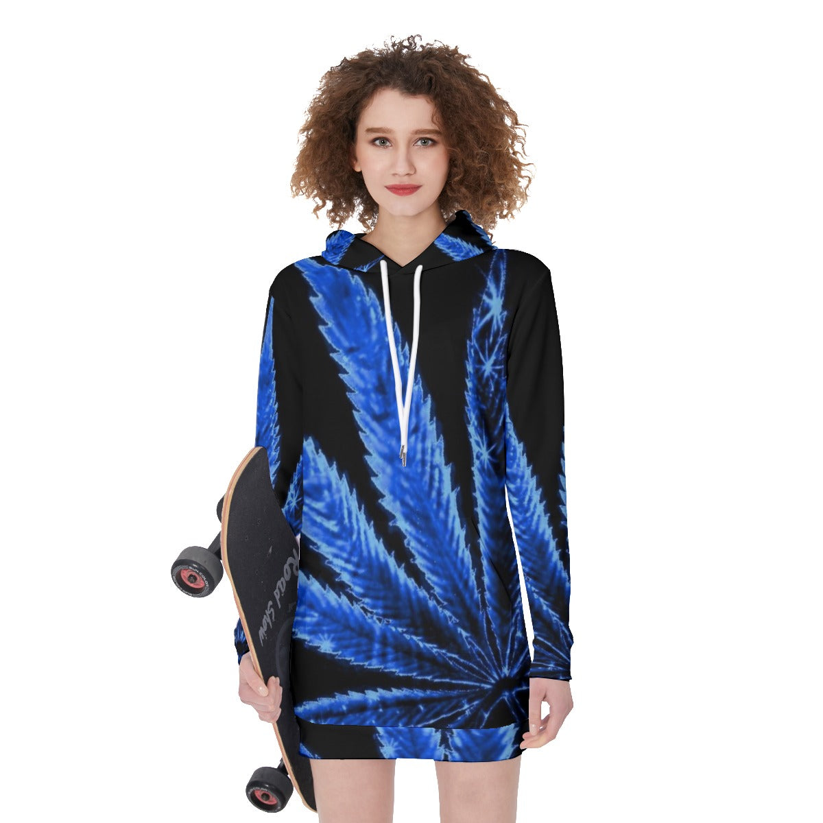 blue leaf  Women's Long Hoodie